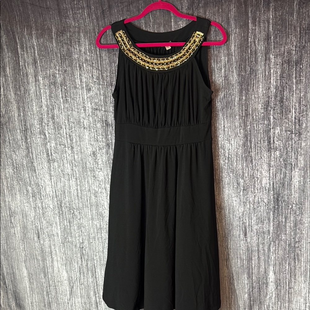 Haani Black Dress with Gold Accents